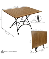 47" x 31" European Chestnut Wood Folding Dining Table - For Indoor or Outdoor Use