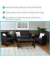 Sunnydaze Decor Ardfield 4-Piece Gray Patio Conversation Furniture Set - 1 Loveseat, 2 Chairs and Coffee Table Cushions