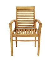 Sunnydaze Decor Solid Teak Outdoor Slatted Armchair - Light Brown Wood Stain Finish