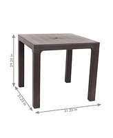 31-Inch Square Plastic Indoor/Outdoor Dining Table - Brown