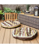 Tufted Large Round Floor Cushion - Set of 2 Unique Outdoor/Indoor Chair Cushions or Meditation 300D Olefin with Polyester Fill