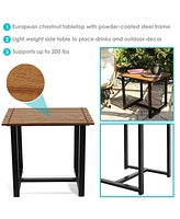 Sunnydaze Decor European Chestnut Rectangular Side Table with Steel Frame
