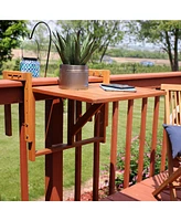 Sunnydaze Decor Meranti Folding Balcony Patio Railing Table for 4-Inch to 8.75-Inch Railings