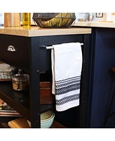 33.5-Inch W Mdf Rolling Kitchen Island Cart with Drawers and Shelves - Black