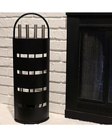 Sunnydaze Decor 4-Piece Fireplace Tool Set with Stand - Indoor Hearth Accessories and Slotted Shroud Holder