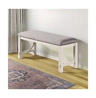 Slickblue Dining Bench with Fabric Padded Seat and Rubberwood Frame for Comfortable Seating