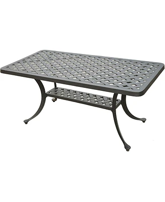 Slickblue Solid Cast Aluminum 21 x 42 inch Outdoor Patio Dining Cocktail Table