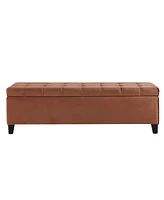The Pop Home Velvet Storage Ottoman Bench with Tufted Lift-Top, Upholstered Accent for Bedroom or Living Room-The