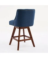 The Pop Home Set of 2 Counter Height Swivel Bar Stools, 26" Upholstered Chairs with 360° Swivel-The