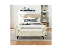 The Pop Home 63" Velvet Storage Ottoman Bench with Crystal Buckle, End-of-Bed 1 Pillow-The