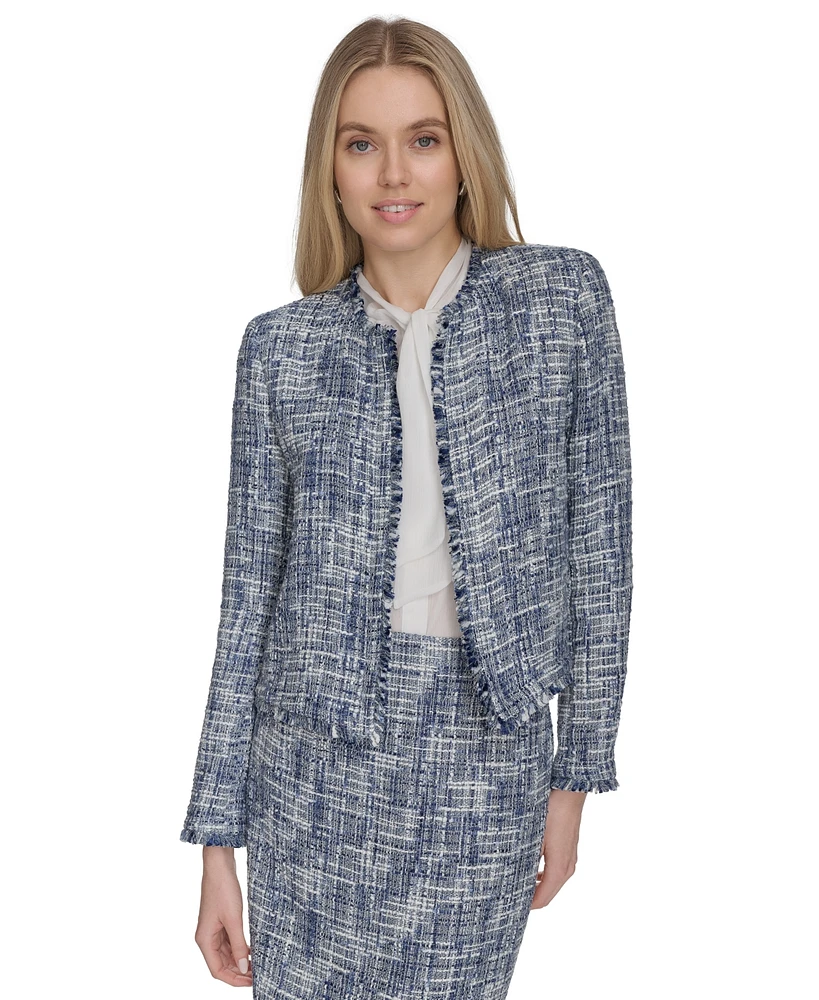 Calvin Klein Women's Open-Front Tweed Blazer