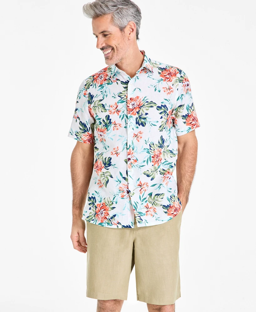 Club Room Men's Rally Floral Linen Short-Sleeve Shirt, Exclusively at Macy's