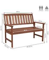 Sunnydaze Decor Solid Meranti Wood 2-Seat Outdoor Garden Bench with Rustic Teak Oil Finish