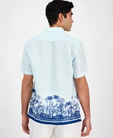 Club Room Men's Tropical Sunset Regular-Fit Printed Button-Down Linen Shirt, Exclusively at Macy's