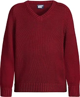 Lands' End Girls School Uniform Cotton Modal V-neck Sweater