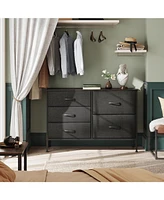 Wlive Dresser for Bedroom with 5 Drawers Wide Drawer Organizers Chest of Fabric Living Room Closet Hallway