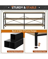 Wlive Tv Stand for 65 70 inch Entertainment Center with Storage Industrial Console Living Room Long 63" Cabinet Metal Frame