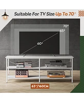 Wlive Tv Stand for 65 70 inch Entertainment Center with Storage Industrial Console Living Room Long 63" Cabinet Metal Frame