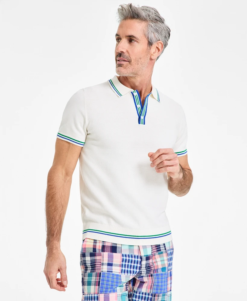 Club Room Men's Regular-Fit Stripe-Trim Sweater-Knit Polo Shirt, Exclusively at Macy's