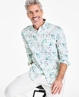 Club Room Men's Regular-Fit Stretch Floral Button-Down Poplin Shirt, Exclusively at Macy's