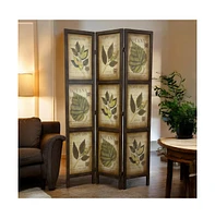 Slickblue 3-Panel Double Sided Floral Botany Plant Life Floral Leaves Room Divider