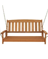 47-Inch 2-Person Meranti Wood Porch Swing with Hanging Chains