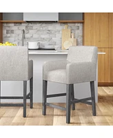 The Pop Home Set of 2 Modern 26-Inch Counter Bar Stools with Backrests and Wood Legs for Kitchen Island-The Pop Home