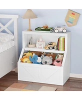 gaomon Kids Bookshelf, Wooden Toy Storage Organizer with Cubby