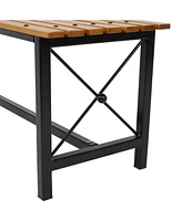 47.25-Inch x 15.25-Inch European Chestnut Wood Dining Bench with Black Powder-Coated Steel Frame - 420 lb Weight Capacity