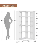 gaomon Farmhouse Bookshelf Corner Bookcase 72.8" Large Bookcase