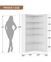gaomon Farmhouse Bookshelf Corner Bookcase 72.8” Large Bookcase Wood Bookshelf Tall L Shaped Bookshelf