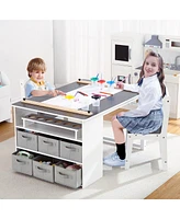 gaomon Kids Art Table and 2 Chairs with Storage Bins,Toddler Activity Table