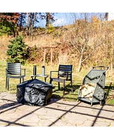 Firewood Log Cart with Wheels - Indoor or Outdoor Firewood Rack - Gray Powder-Coated Steel - 110 lb Capacity - 34" H