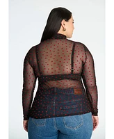 Eloquii Women's Plus Mesh Heart Top