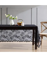 Hlc.me Butterfly Floral Lace Fabric Tablecloth, Lace Fabric Table Cloth for Rectangle Square Tables, Wrinkle Resistant Tablecloth