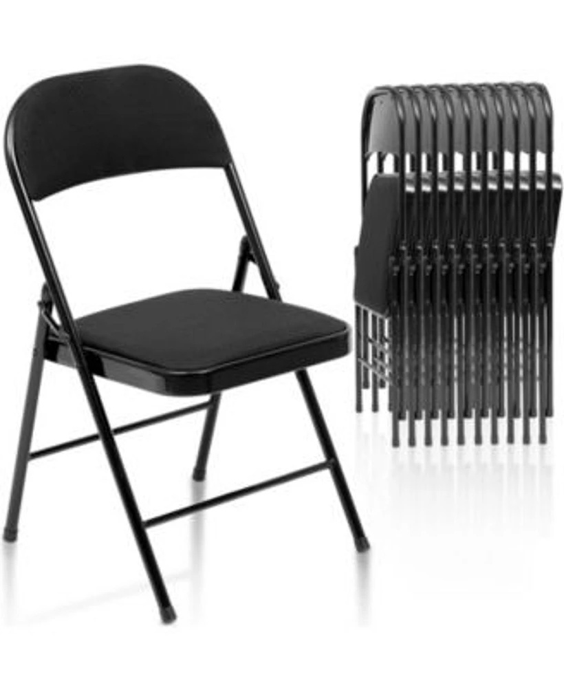 Skonyon 4 6 10 Pack Folding Chair Fabric Upholstered Padded Seat Metal Frame For Home Office Dining Room