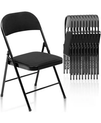 Skonyon 10 Pack Folding Chair Fabric Upholstered Padded Seat Metal Frame For Home Office Dining Room