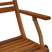 Meranti Wood Outdoor Folding Patio Armchairs - Set of 2 - Teak Oil Finish