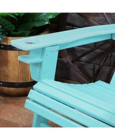 Sunnydaze Decor All-Weather Outdoor Adirondack Chair with Drink Holder - Heavy Duty Hdpe Weatherproof Patio