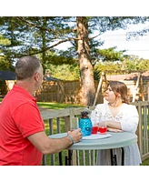 Plastic Bar-Height Folding Table - Patio Bar-Height Table with Iron Legs and Plastic Top - 31.75" Diameter - Gray