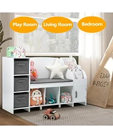 gaomon Kids Reading Nook Bench with Bookshelf, Kids Bookcase and Storage Organizer