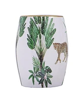 Slickblue Accent Table with Drum Shape and Tropical Print for Vibrant Home Decor