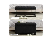 The Pop Home Storage Ottoman Bench with Metal Frame, Versatile Shoe Bench for Bedroom, Entryway, Living Room-The Pop Home