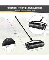 Mecale 21 Inch Manual Lawn Aerator with Detachable Handle