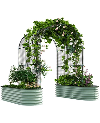 Outsunny Raised Garden Beds with Arch Trellis, Galvanized Planter Box