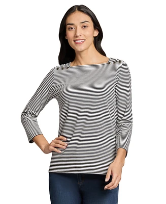 Jones New York Women's Feeder Stripe Square Neck Top