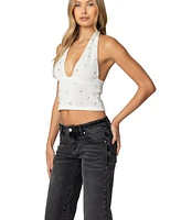 Edikted Women's Rhinestone Knit Halter Top