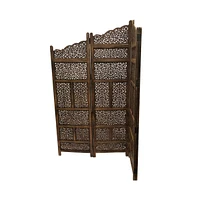 Slickblue Hand-Carved Foldable 4-Panel Wooden Partition Screen Room Divider for Elegant and Functional Space Separation