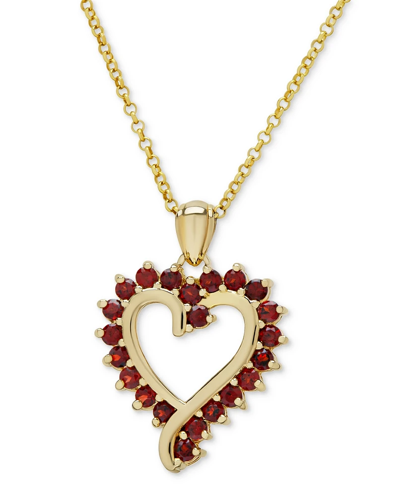 Garnet Open Heart 18" Pendant Necklace (1-1/10 ct. t.w.) in Gold-Plated Sterling Silver