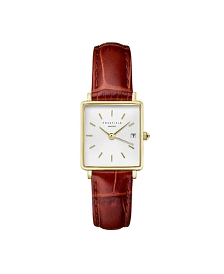 Rosefield Boxy Xs Women's Medium Brown Leather Watch 24mm